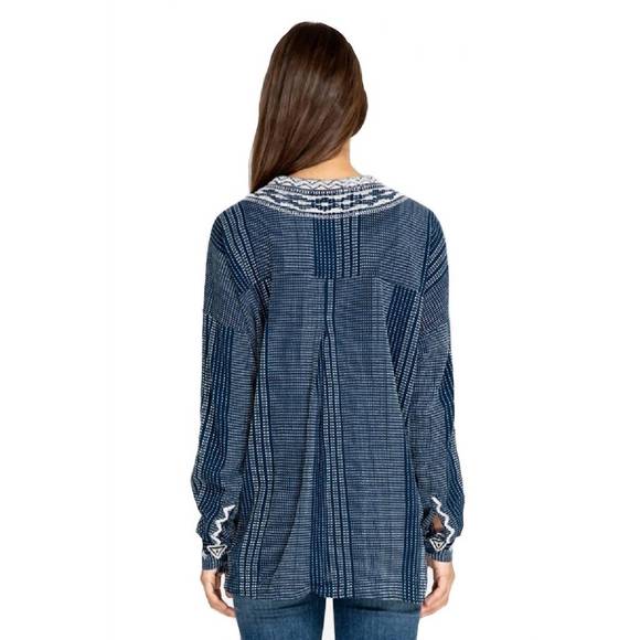 NEW JOHNNY WAS jemah blouse in navy multi - Picture 2 of 2